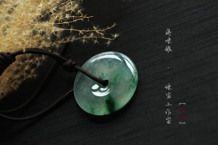 高冰飘花翡翠大平安扣吊坠