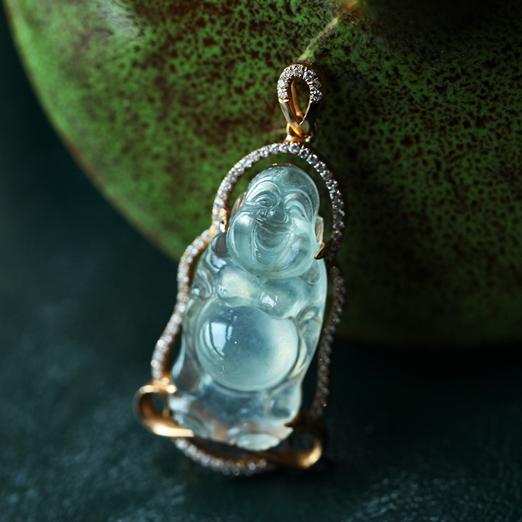定制款冰种佛公站佛吊坠