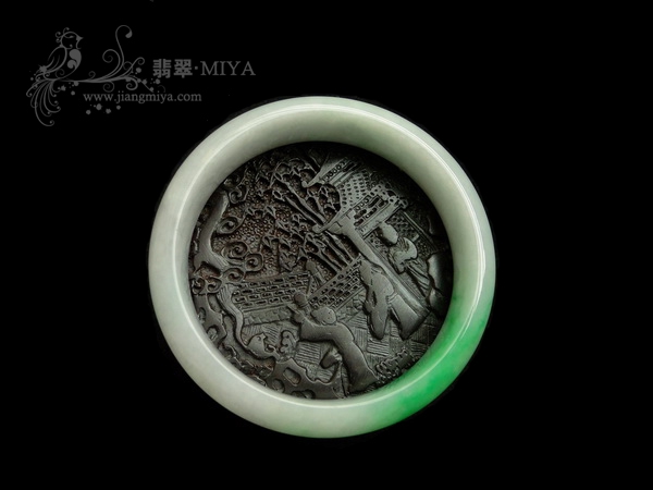 <咪雅翡翠>一抹阳绿翡翠手镯