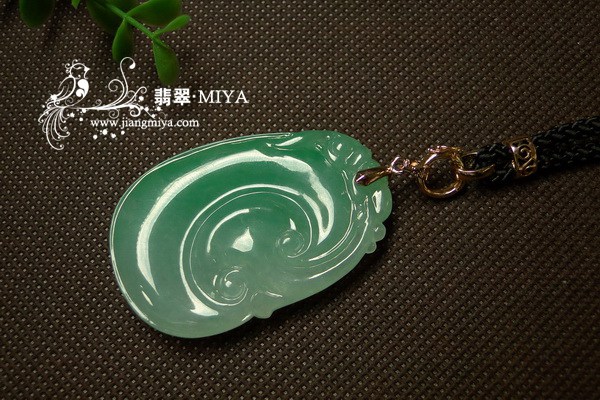 厚庄大件冰糯种翡翠如意大挂件