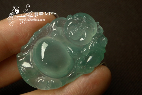 收藏级冰玻种飘绿花翡翠站佛