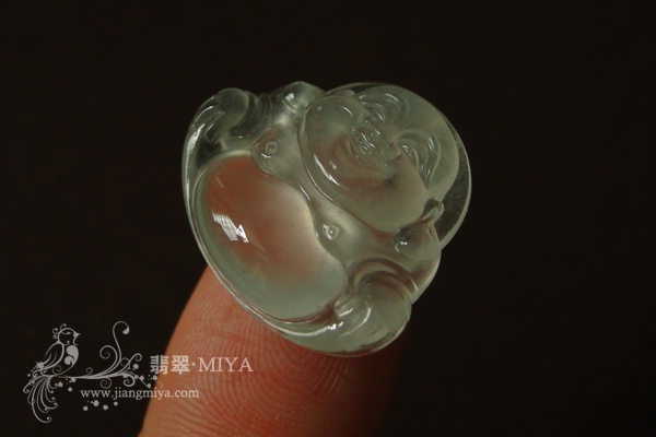 玻璃种强荧光翡翠佛公（可镶嵌）