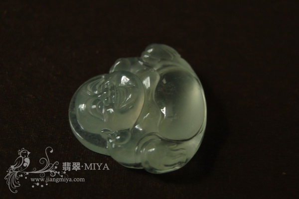 玻璃种强荧光翡翠佛公（可镶嵌）