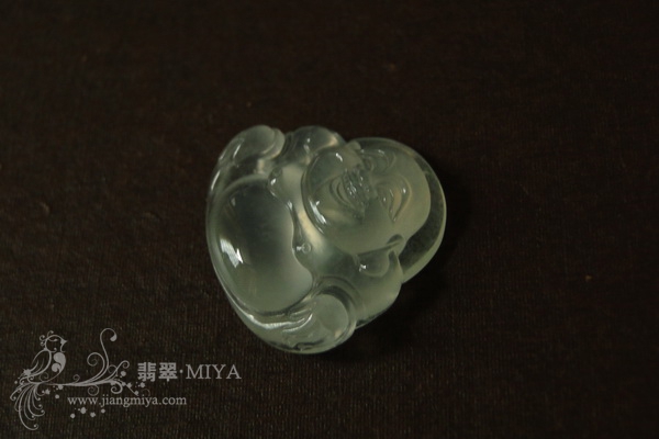 玻璃种强荧光翡翠佛公（可镶嵌）