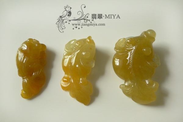 罕见特色美貌冰种黄翡金鱼预定