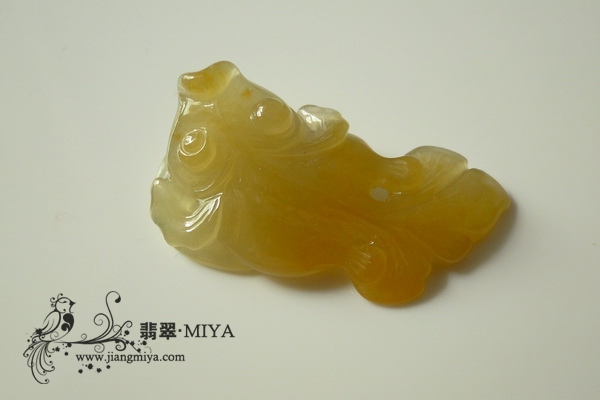 罕见特色美貌冰种黄翡金鱼预定