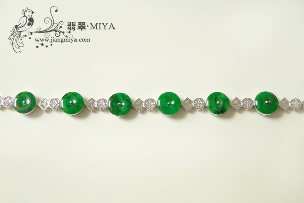 极品花青平安扣手链