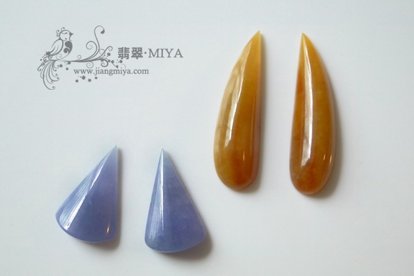 超级特别耳坠裸石蛋面预定,紫色翡翠,黄翡翠