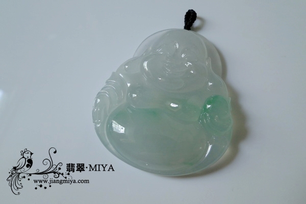 老坑冰种飘绿丝翡翠大弥勒佛