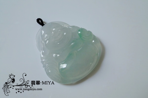 老坑冰种飘绿丝翡翠大弥勒佛