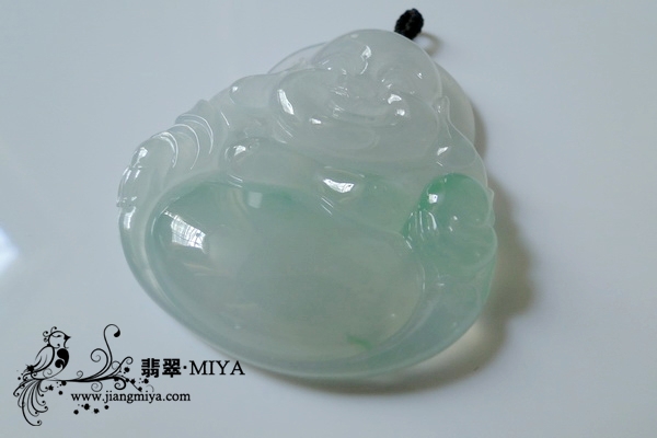 老坑冰种飘绿丝翡翠大弥勒佛