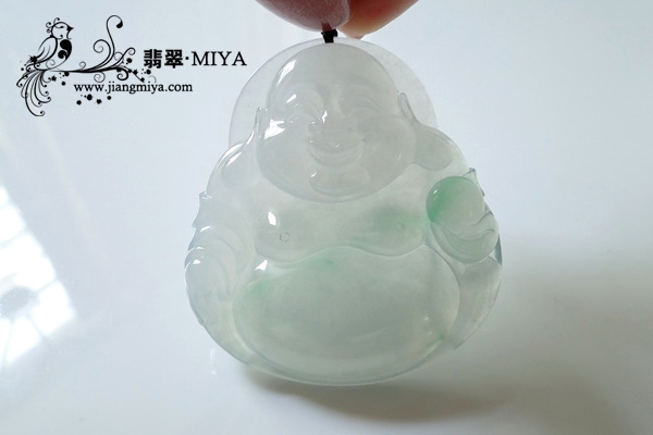 老坑冰种飘绿丝翡翠大弥勒佛