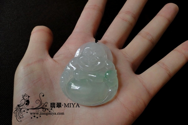 老坑冰种飘绿丝翡翠大弥勒佛