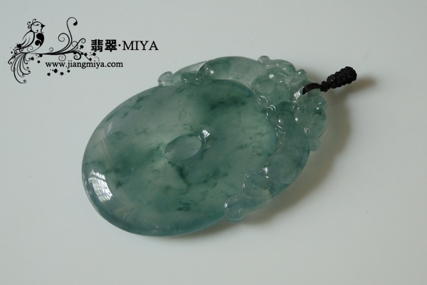 收藏级别厚庄老坑高冰种飘蓝花貔貅守金钱大挂件