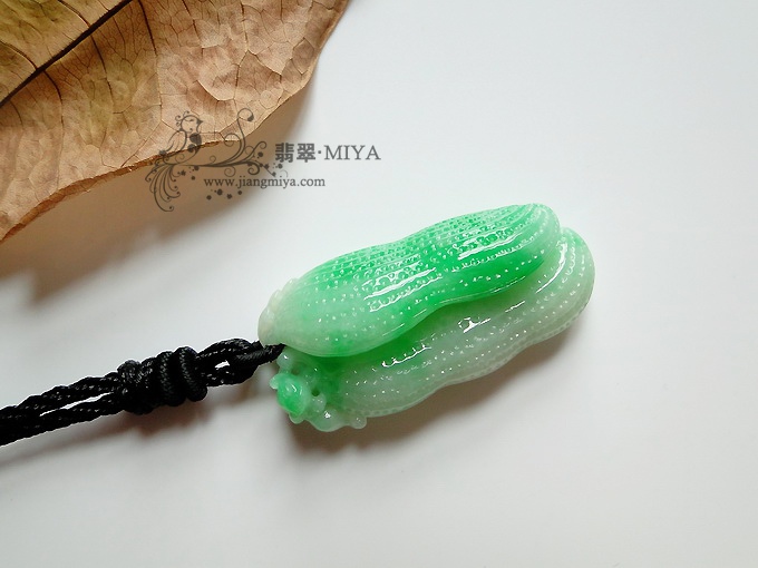 咪雅翡翠，翡翠花生，翡翠树叶包挂