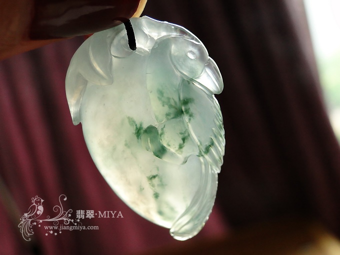 冰种水润喜鹊寿桃挂坠