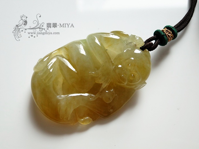 天然冰黄灵猴挂坠