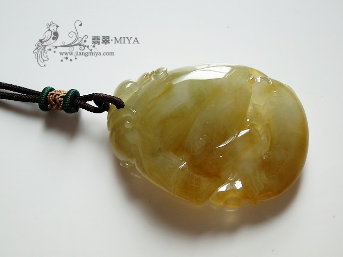 天然冰黄灵猴挂坠