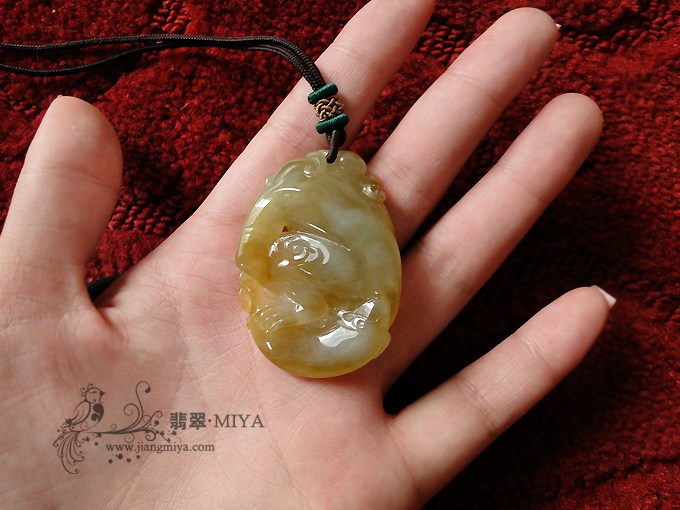 天然冰黄灵猴挂坠