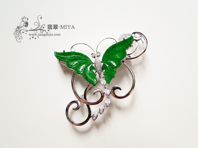 绿蝴蝶，胸针挂坠两用款