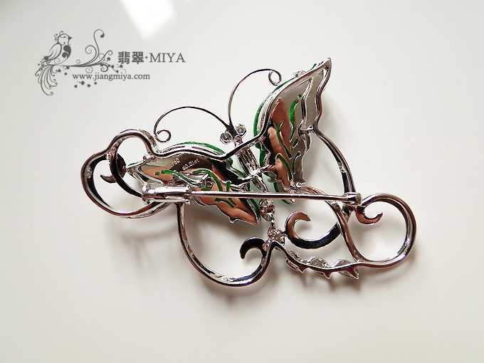 绿蝴蝶，胸针挂坠两用款