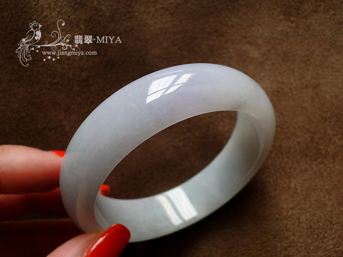 冰糯种带紫色翡翠手镯57mm