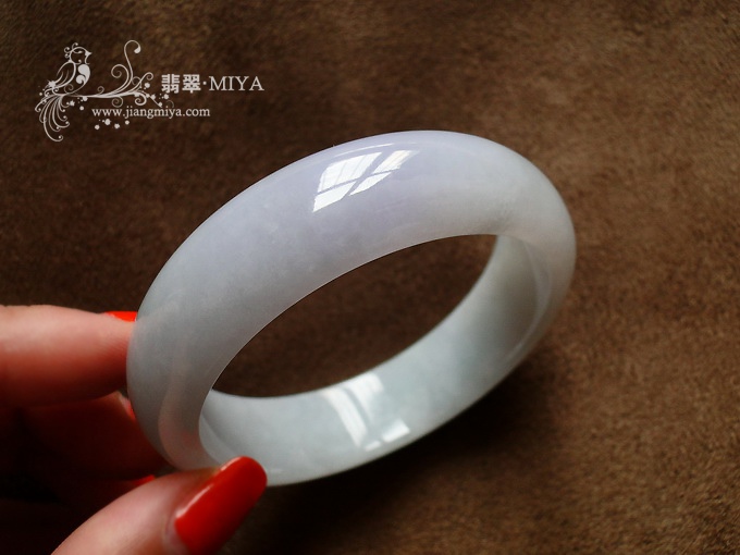 冰糯种带紫色翡翠手镯57mm