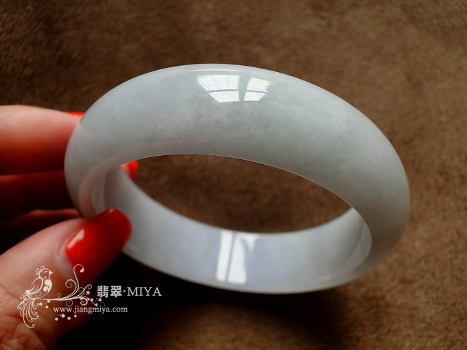 冰糯种带紫色翡翠手镯57mm