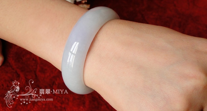 冰糯种带紫色翡翠手镯57mm