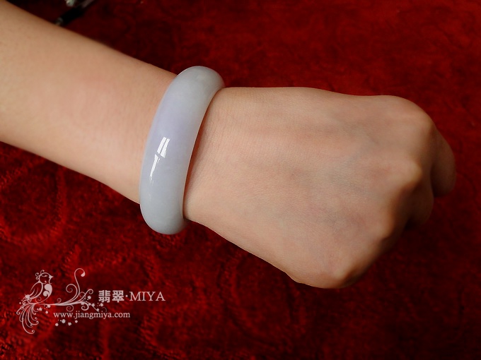 冰糯种带紫色翡翠手镯57mm