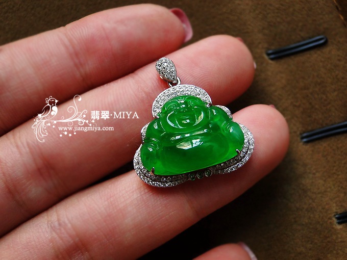 玻璃种艳阳翠绿佛公