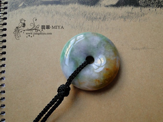 古朴三彩大平安扣挂坠