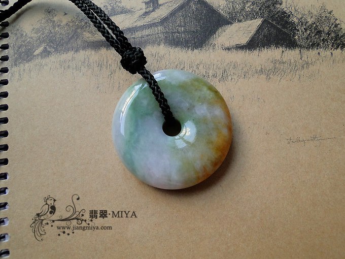 古朴三彩大平安扣挂坠