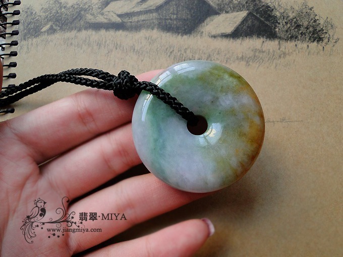 古朴三彩大平安扣挂坠