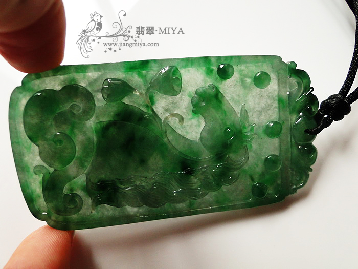 冰种翡翠男士挂件马到成功大马牌挂件