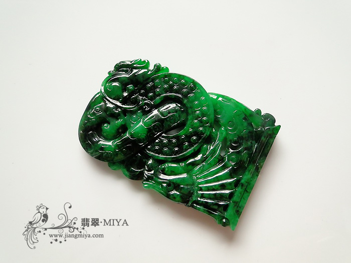 老花青仿古雕刻龙牌大挂件/男士翡翠挂件