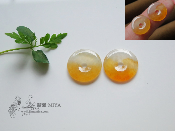 可以做耳坠的翡翠平安扣三对