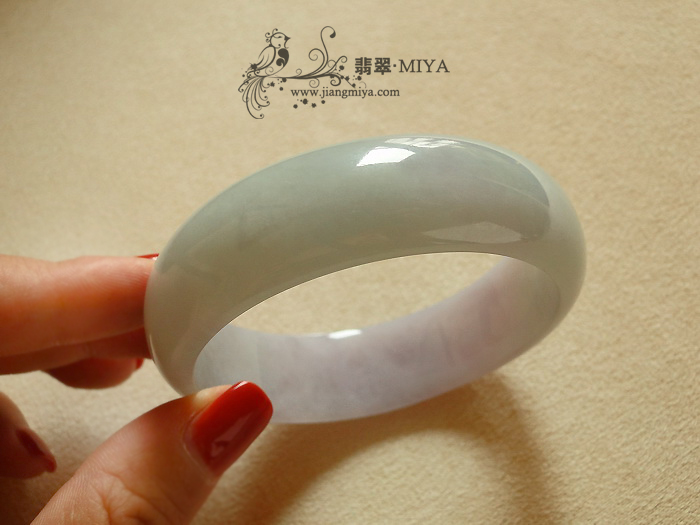 超值冰糯种淡紫淡绿底翡翠福镯一对