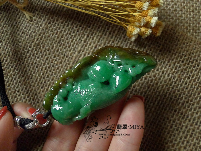 美貌三彩鹦鹉福寿如意挂件