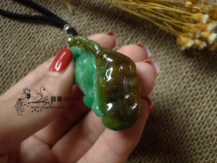 美貌三彩鹦鹉福寿如意挂件