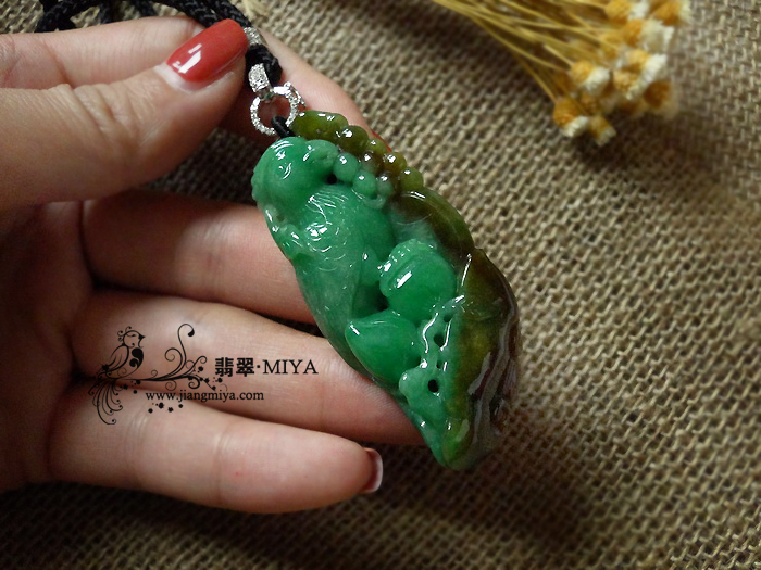 美貌三彩鹦鹉福寿如意挂件